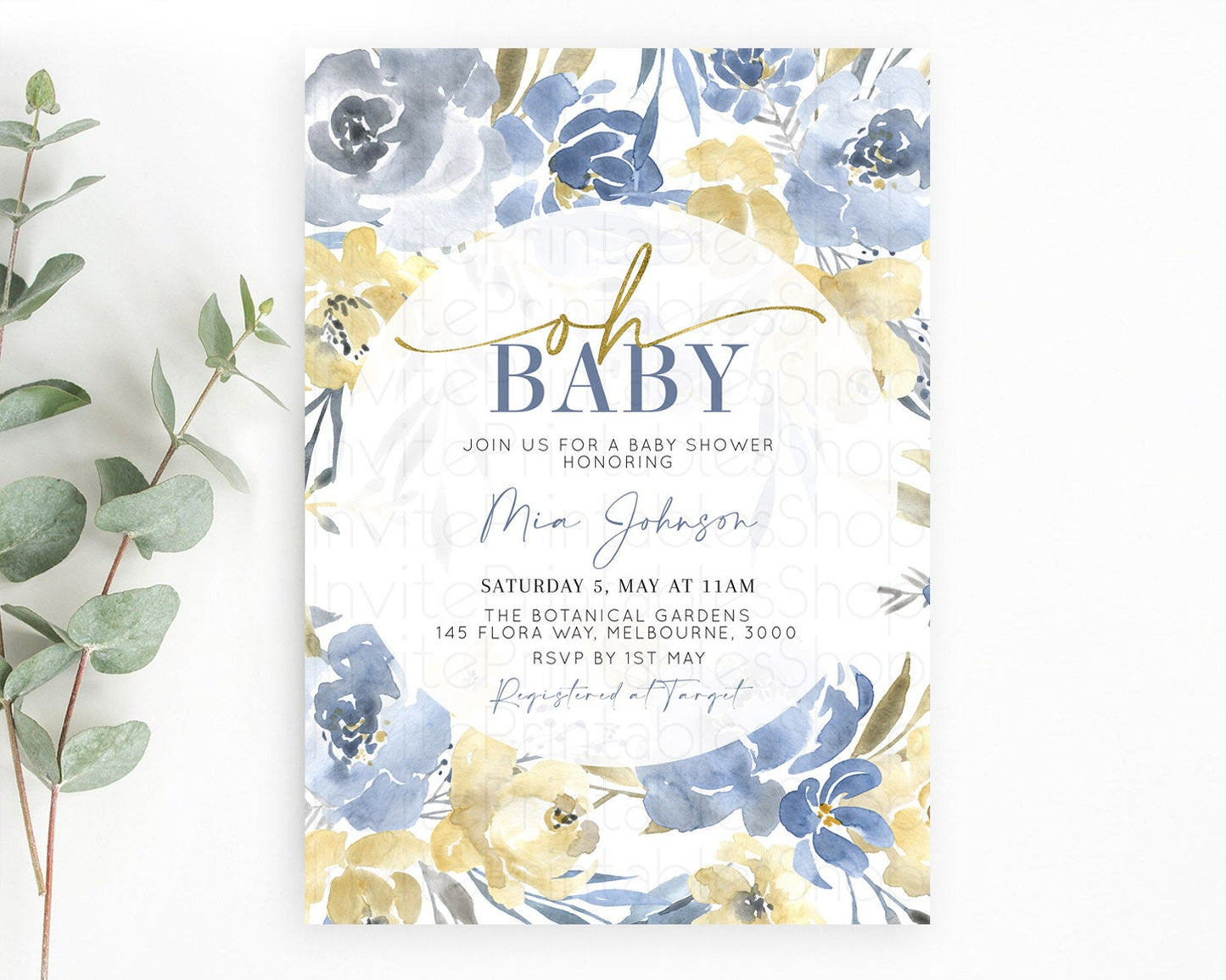 Wildflower Baby Shower Invitation Secret Garden Baby Shower Invitation Pastel Flowers Invite Enchanted Garden Shower Floral Theme D10189