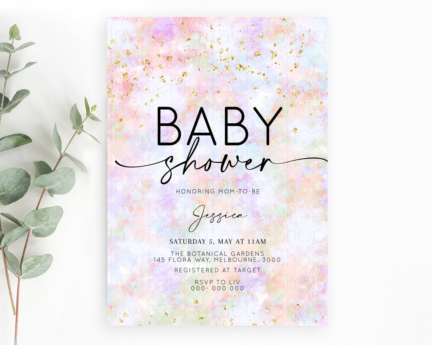 Editable Pastel Baby Shower Invitation Rainbow Baby Shower Invitation Colorf