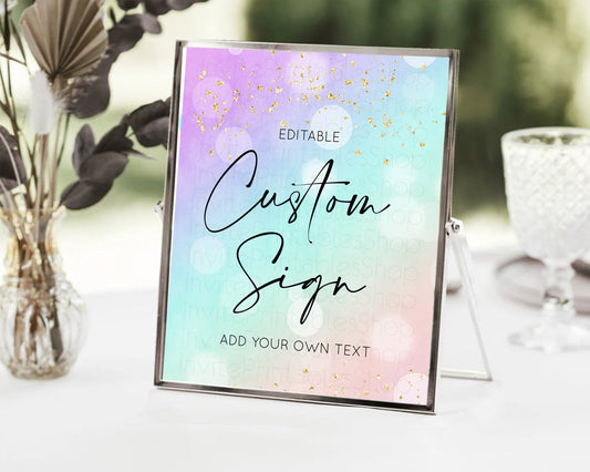 Editable Pastel Sign Ombre Table Sign Decor Pastel Ombre Rainbow Watercolor