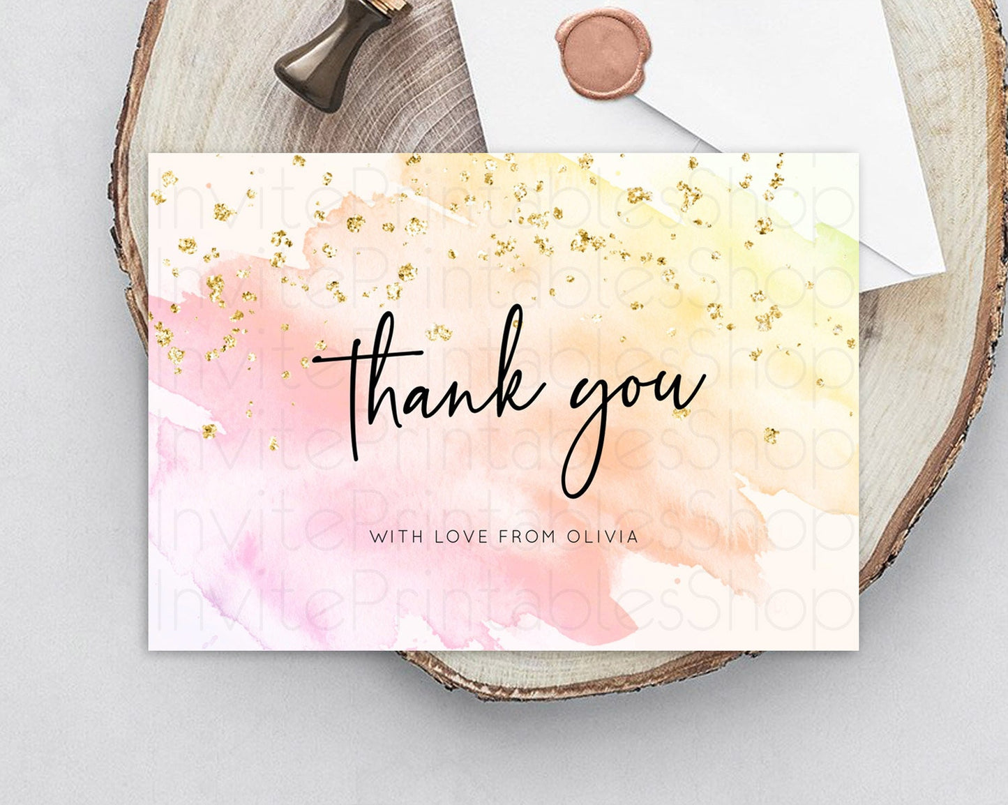 Pink Thank You Pink Watercolor Thank You Card Pastel Pink Card Template Watercolor Splash Cards Teacher Thank You Card Template D10167