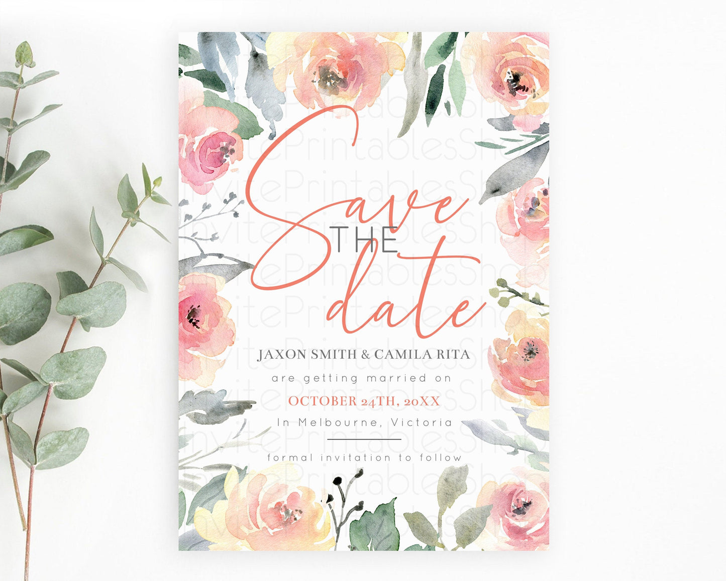 Wildflower Save The Date Template Secret Garden Save The Date Pastel Floral Garden Party Boho Flowers Birthday Baby Shower Wedding D10778