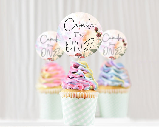Editable Fairy Cupcake Toppers Pastel Fairy Cupcake Toppers Fairy Floral Gar