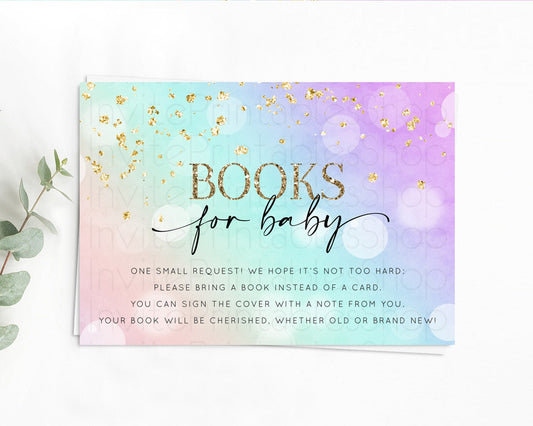 Pastel Books For Baby Card Pastel Rainbow Book Insert Colorful Ombre Watercolor Book Card Confetti Glitter Baby Book Poem Request D10618