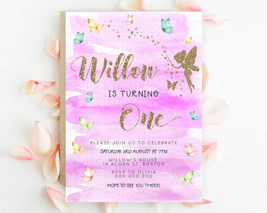 Editable Pastel Fairy Birthday Invitation Pastel Butterflies Fairy Birthday