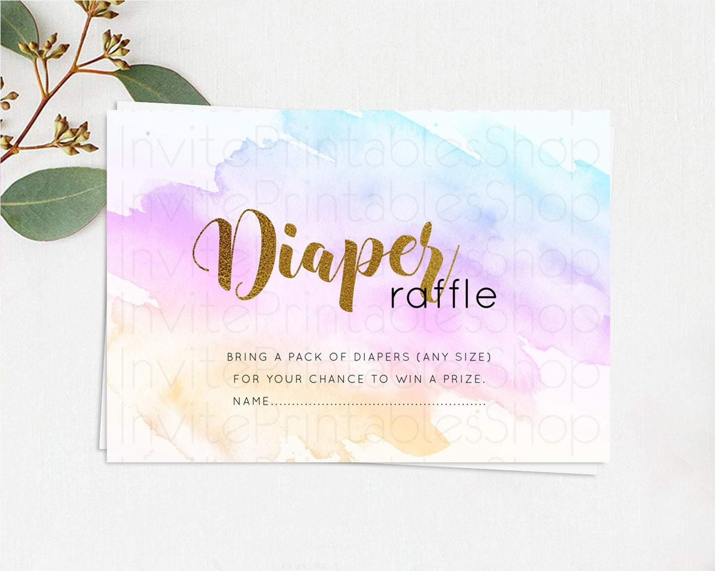 Pastel Diaper Raffle Card Pastel Rainbow Diaper Raffle Insert Colorful Ombre Watercolor Diaper Ticket Confetti Glitter Raffle Game D11027