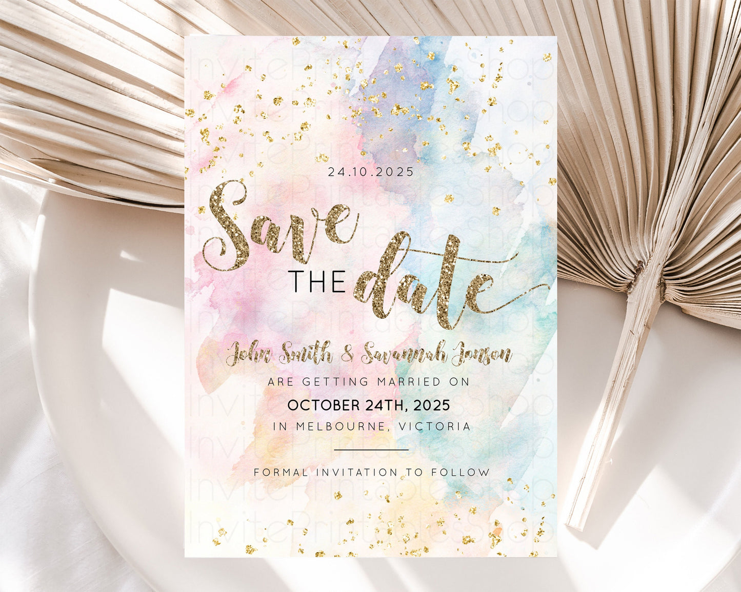 Pastel Save The Date Pastel Colors Save The Date Rainbow Colors Save The Date Ombre Invite Splash Wedding Engaged Baptism Christening 276