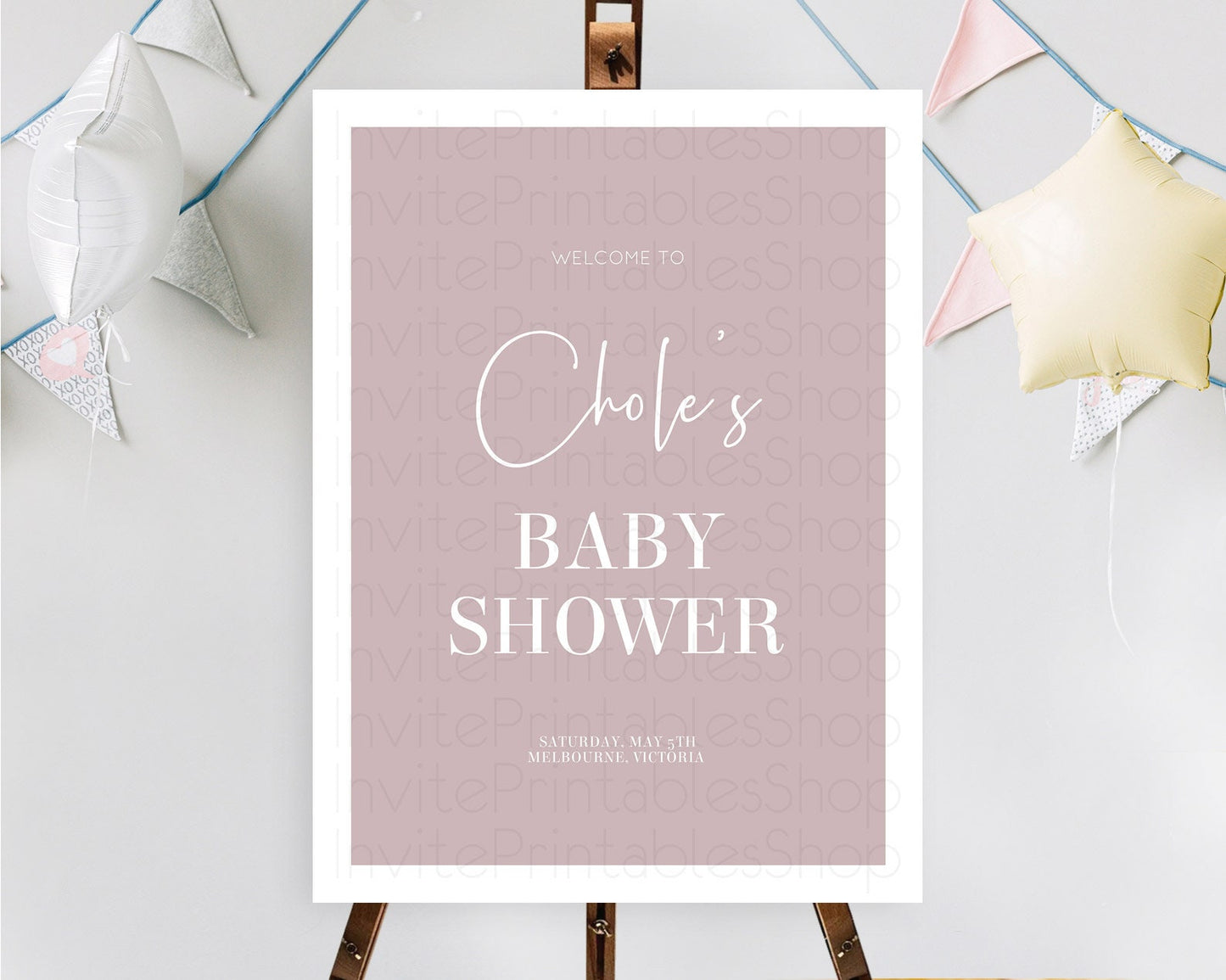 Pink Baby Shower Welcome Sign Plain Pink Welcome Board Minimalist Pastel Pink Welcome Poster Modern Pink Minimal Welcome Sign D10936