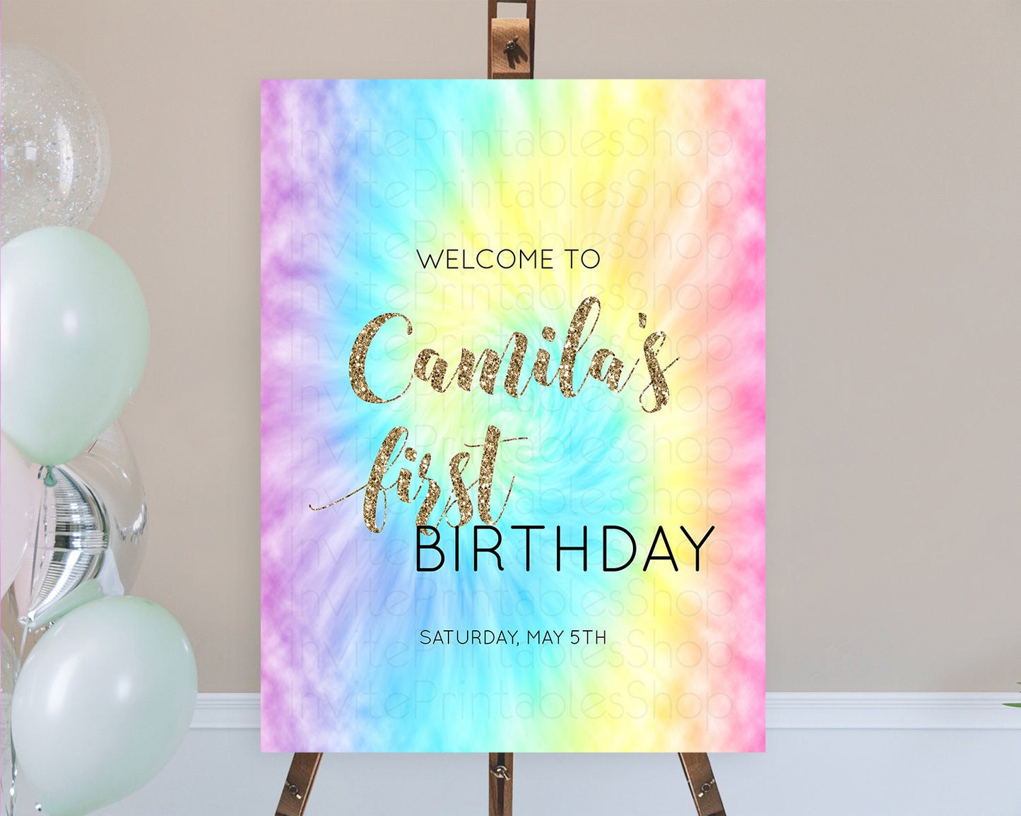 Tie Dye Welcome Board Rainbow Tie Dye Welcome Sign Pastel Welcome Poster Colorful Pastel Welcome Rainbow First Birthday Welcome Sign D10580