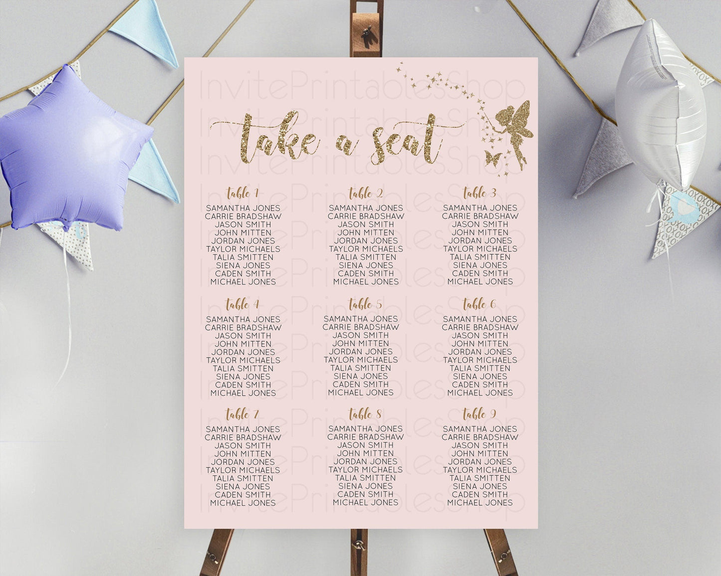 Fairy Seating Chart Pastel Fairy Seating Chart Fairy Tea Party Fairy Garden Seating Sign Enchanted Garden Floral Butterfly Decor D10899