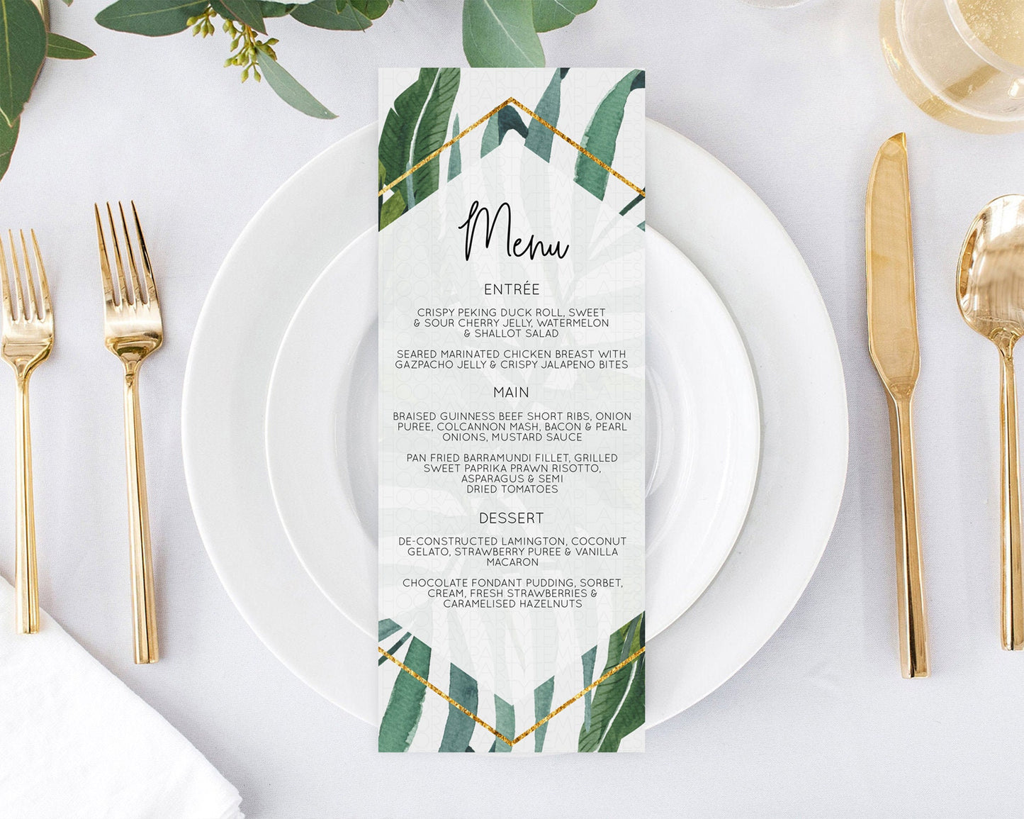 Editable Tropical Menu Template Tropical Menu Palm Leaf Fern Table Decor Fra