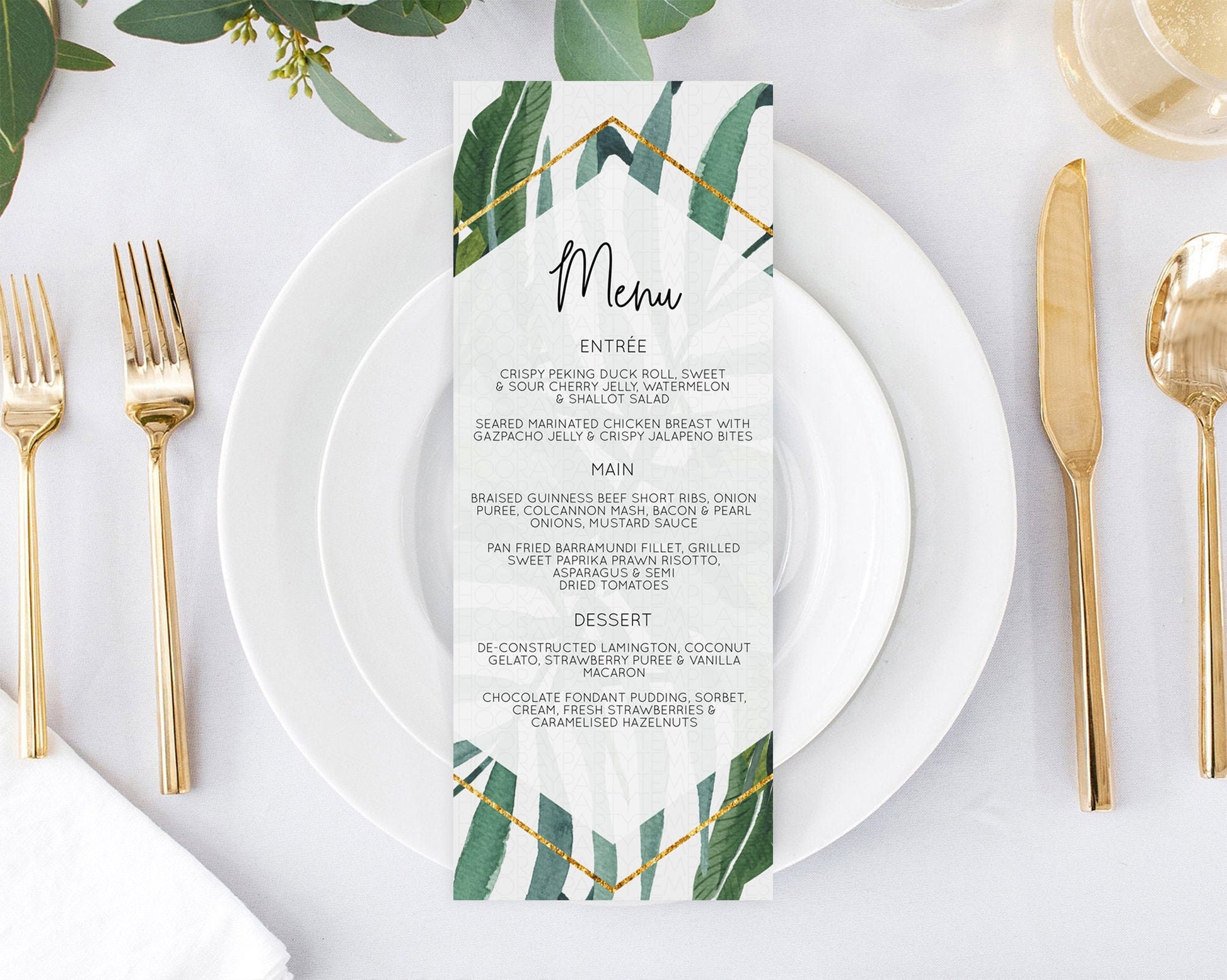 Editable Tropical Menu Template Tropical Menu Palm Leaf Fern Table Decor Fra