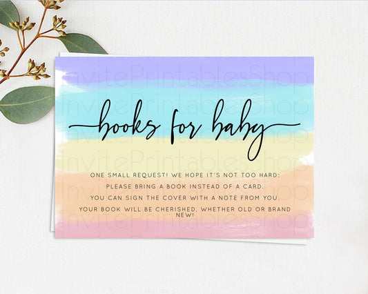 Pastel Books For Baby Card Pastel Rainbow Book Insert Colorful Ombre Watercolor Book Card Confetti Glitter Baby Book Poem Request D10510