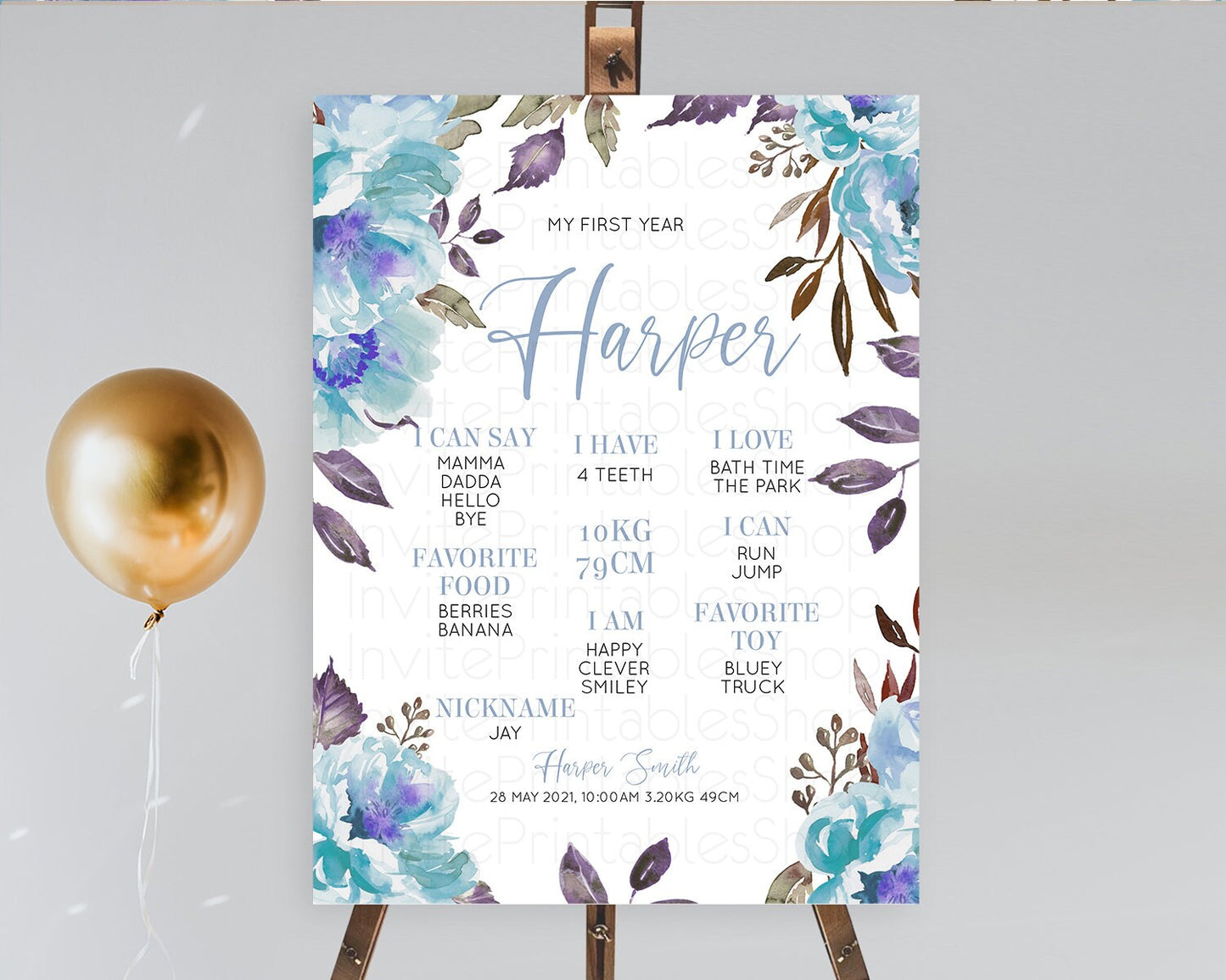 Secret Garden Milestone Board Wildflower First Birthday Milestone Poster Pastel Flowers Milestone Boho Wildflower 1st Birthday Sign D10730