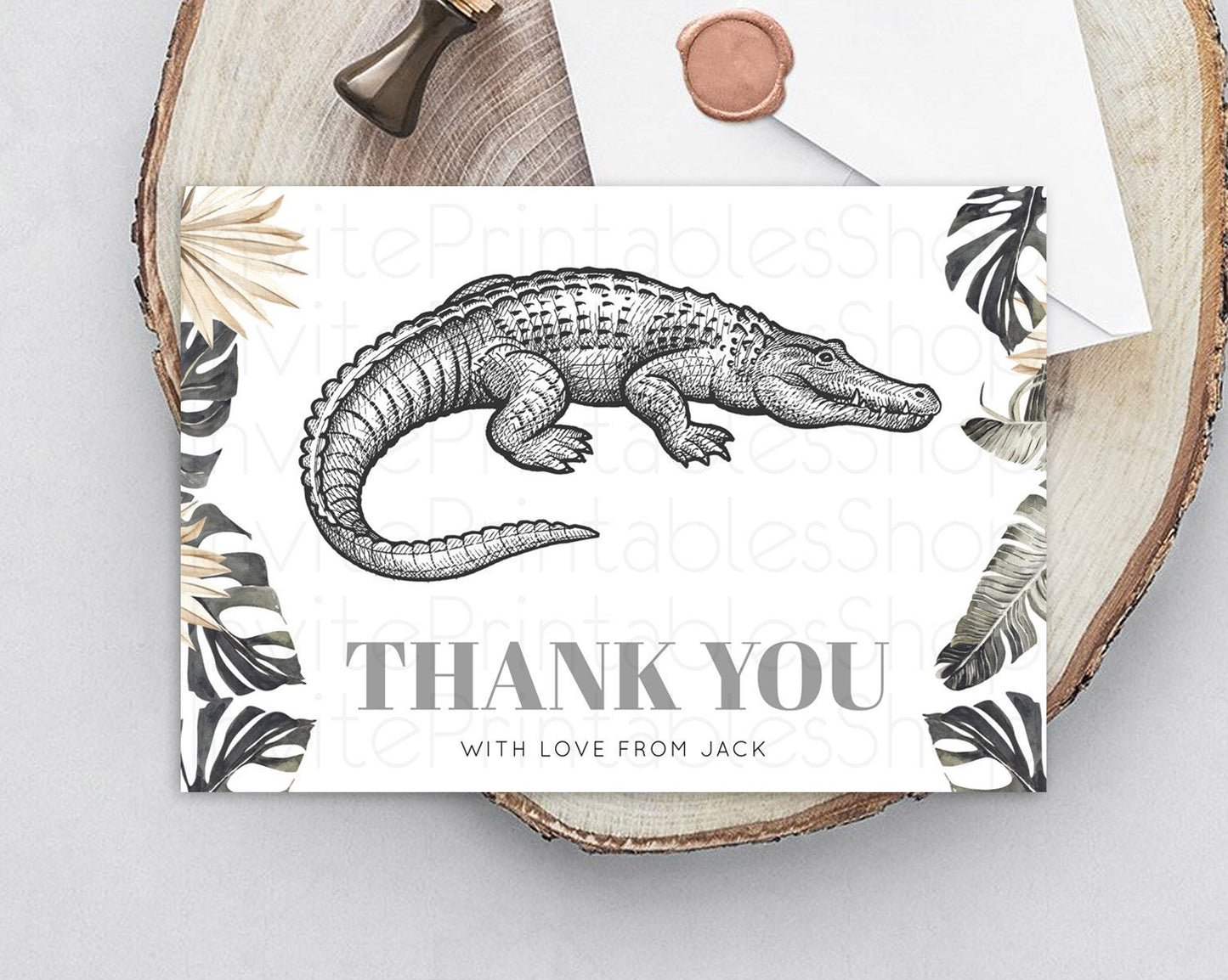 Croc Thank You Gator Thank You Card Croc Gator Party Crocodile Birthday Thank You Card Alligator Cards Teacher Thank You Cards D10830