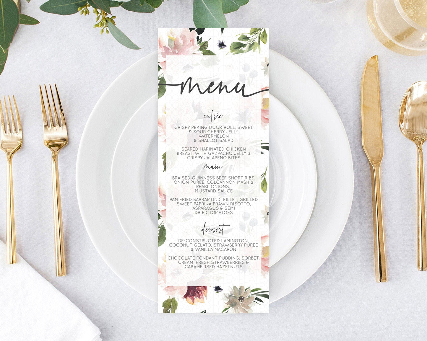 Secret Garden Menu Wildflower Menu Template Pastel Flower Garden Table Decor Boho Floral Dinner Dessert Floral Party Food Menu D10538
