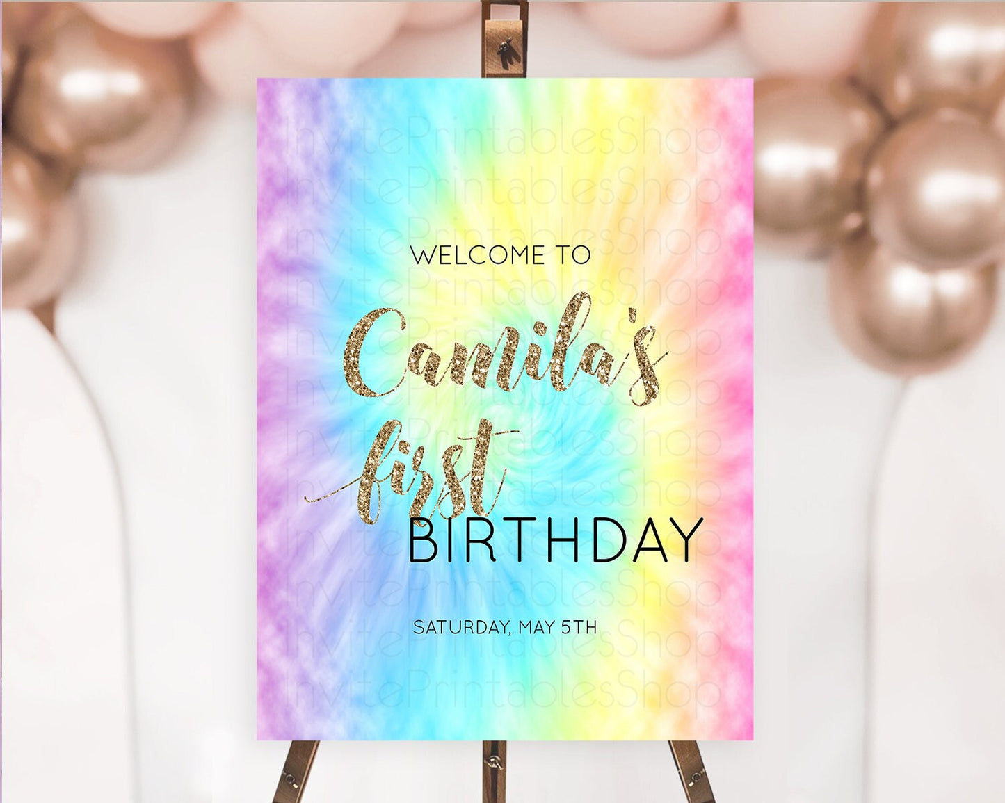 Tie Dye Welcome Board Rainbow Tie Dye Welcome Sign Pastel Welcome Poster Colorful Pastel Welcome Rainbow First Birthday Welcome Sign D10580