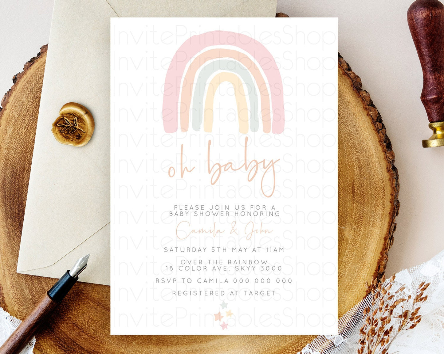 Pastel Rainbow Baby Shower Invitation Pastel Rainbow Invitation Rainbow Baby Invitation Pastel Invitation Boho Rainbow Invitation D10162