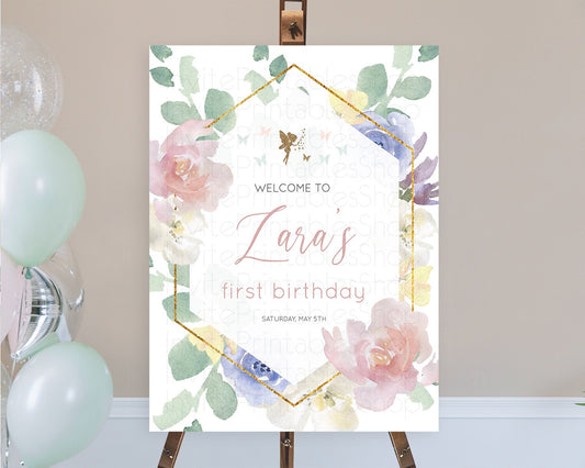 Editable Fairy Welcome Sign Fairy Welcome Board Enchanted Garden Pastel Flor
