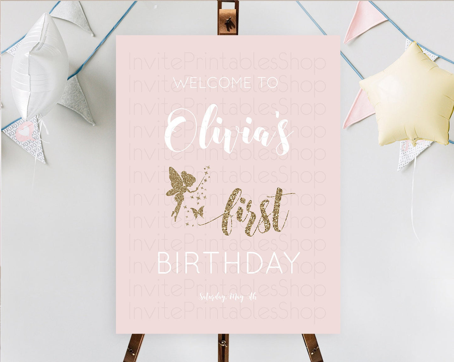 Editable Fairy Welcome Sign Fairy Welcome Board Enchanted Garden Pastel Flor