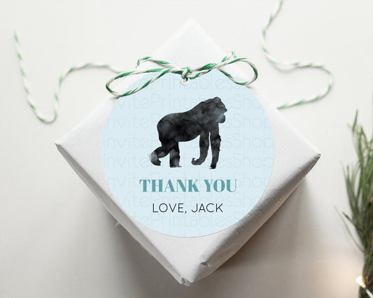 Editable Gorilla Thank You Tags Gorilla Thank You Gift Tags Gorilla Party Fa