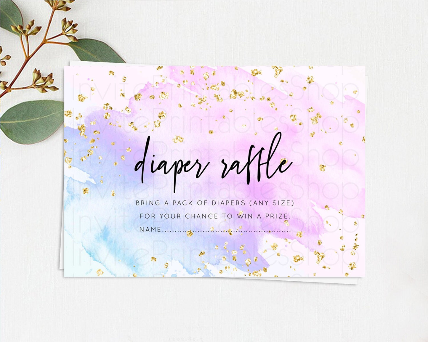 Purple Diaper Raffle Card Watercolor Diaper Raffle Insert Pastel Purple Baby Shower Diaper Ticket Purple Watercolor Raffle Game D10169