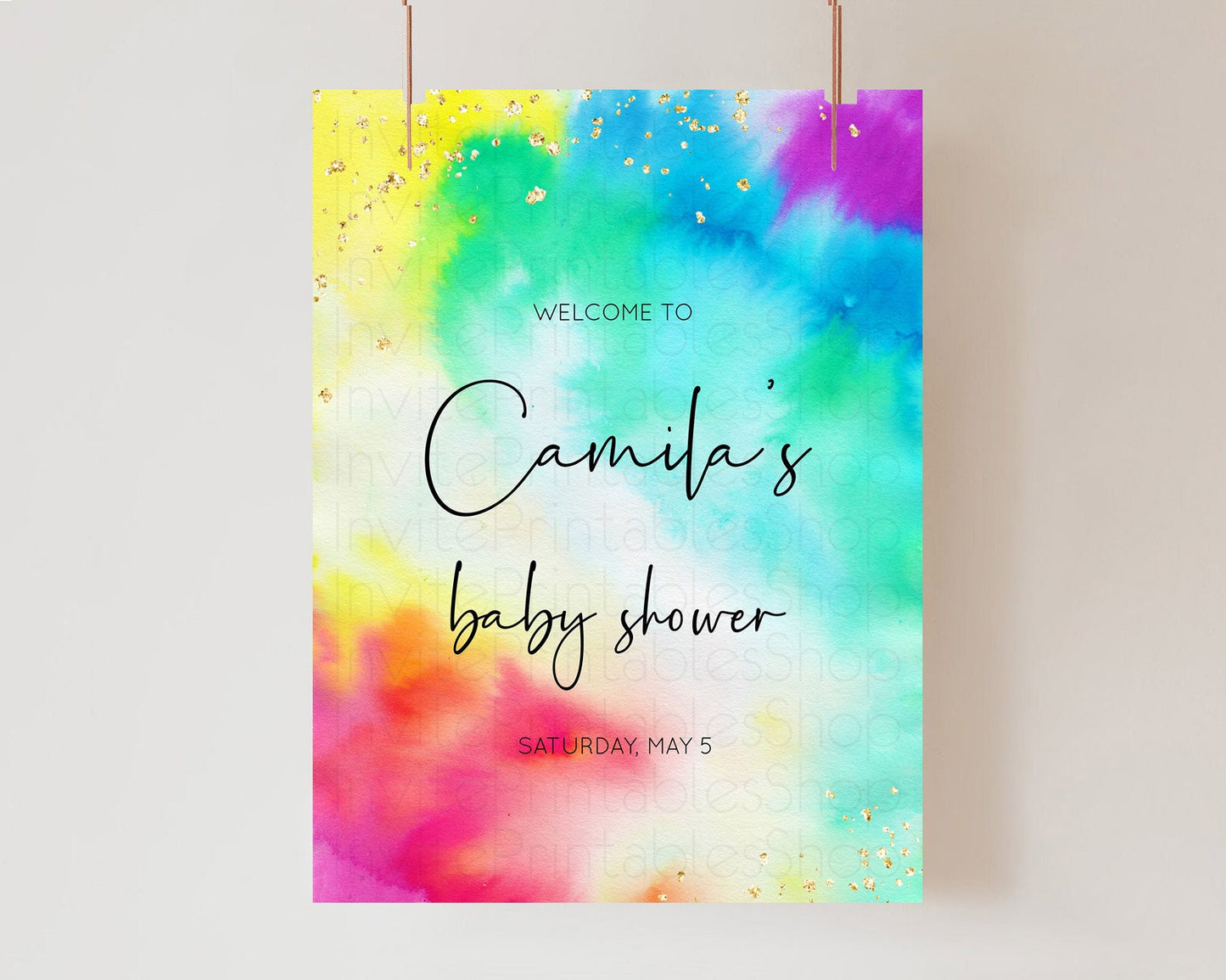 Tie Dye Baby Shower Welcome Board Rainbow Tie Dye Welcome Sign Pastel Welcome Poster Colorful Pastel Welcome Rainbow Tie Dye Sign D10462