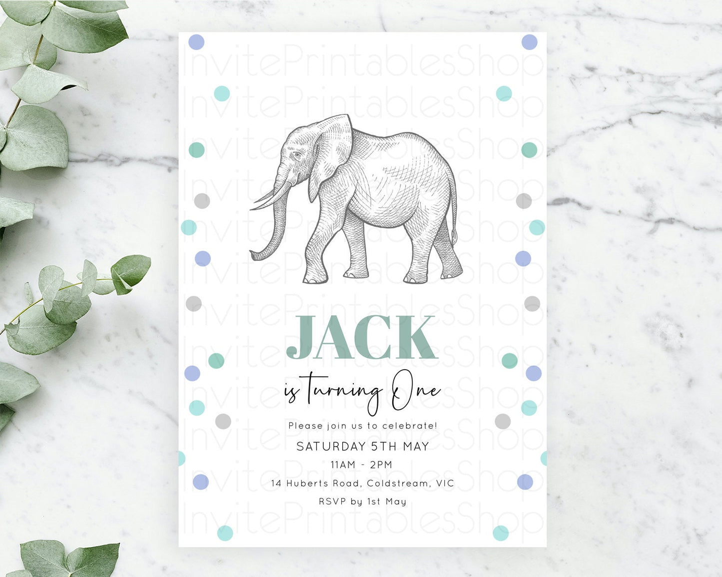 Elephant Birthday Invitation Elephant Invitation Elephant Birthday Safari Elephant Party TWO Wild ONE Jungle Adventure Zoo Birthday D10859