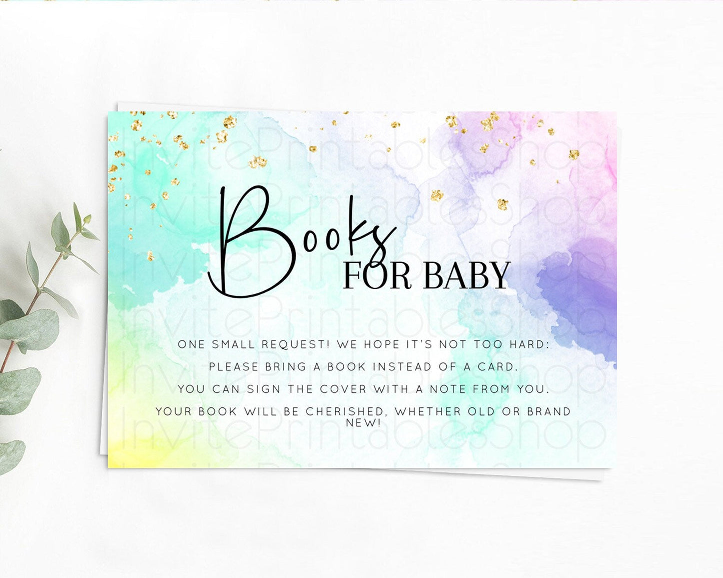 Pastel Books For Baby Card Pastel Rainbow Book Insert Colorful Ombre Watercolor Book Card Confetti Glitter Baby Book Poem Request D10158