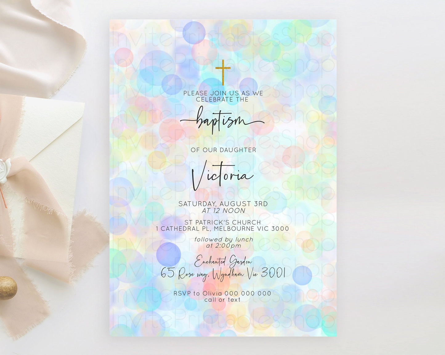 Pastel Baptism Invitation Bath Bomb Party Invitation Pastel Bubbles Baptism 1st Birthday Invitation Watercolour Christening Invite D10444