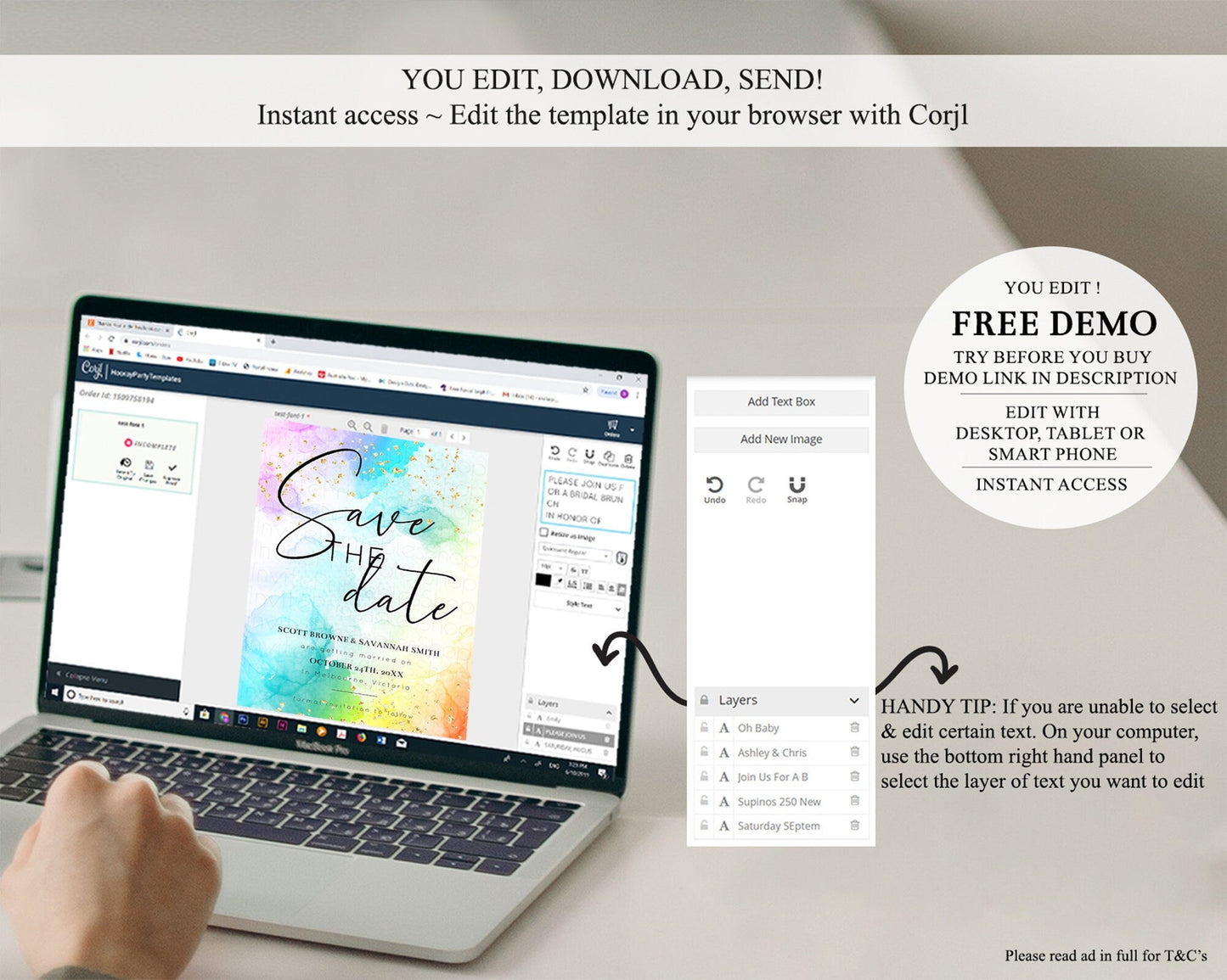 Pastel Save The Date Template Pastel Ombre Rainbow Watercolor Colorful Party For Birthday Baptism Baby Shower Wedding Bridal Shower D10771