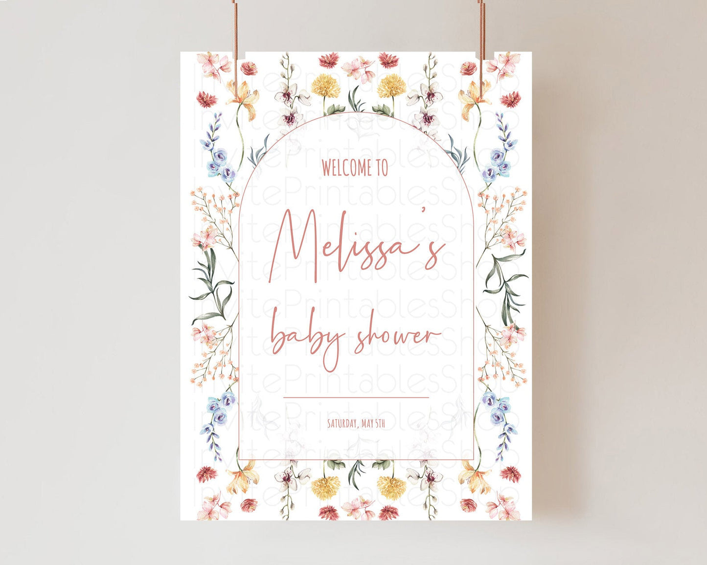 Secret Garden Baby Shower Welcome Sign Wildflower Welcome Board Pastel Flower Garden Welcome Poster Boho Wildflower Welcome Sign D10682