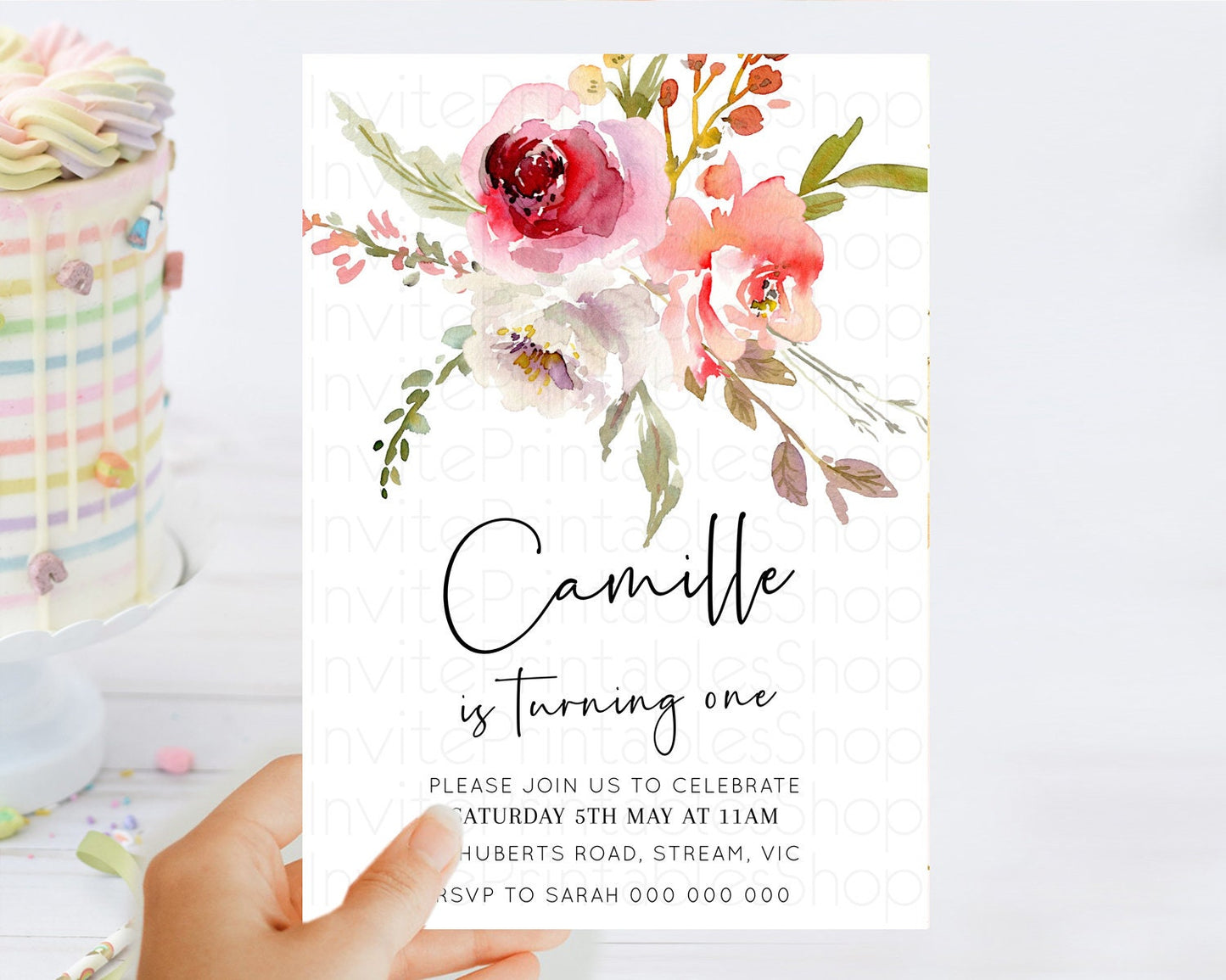 Secret Garden Invitation Wildflower Birthday Invitation Pastel Flowers Invite Enchanted Garden Boho Floral 3rd 2nd First Birthday D10243