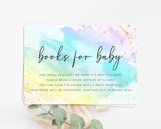Editable Pastel Books For Baby Card Pastel Rainbow Book Insert Colorful Ombr