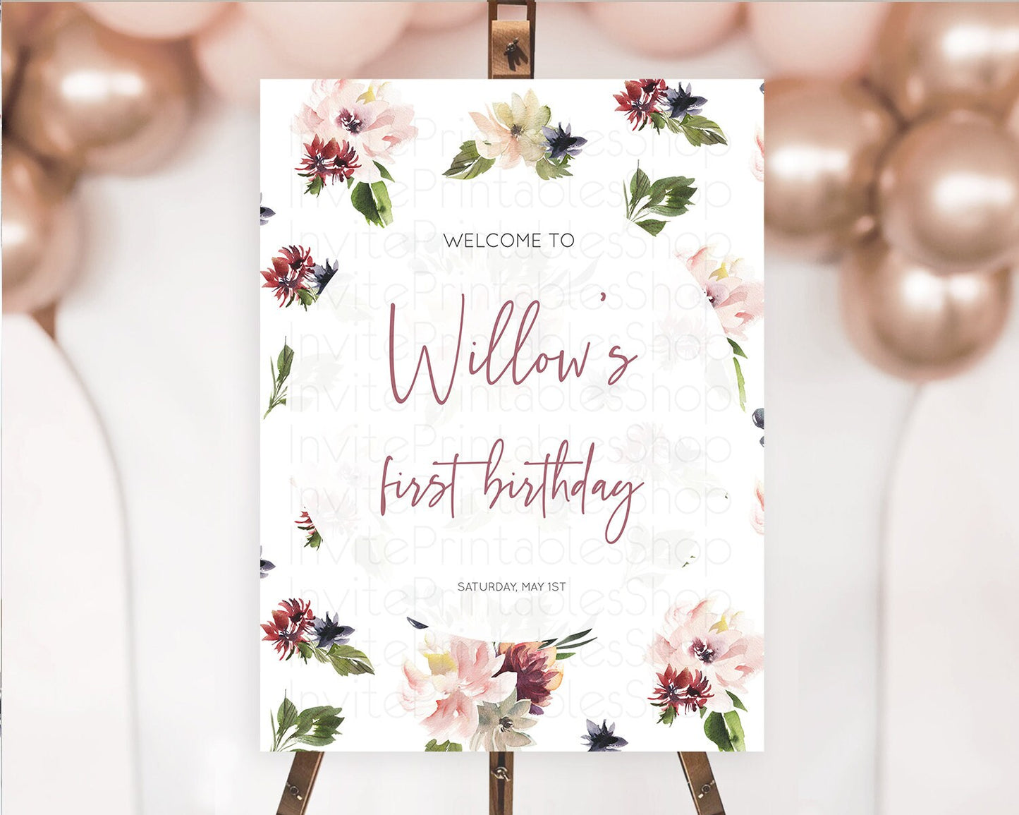 Secret Garden Welcome Sign Wildflower Welcome Board Pastel Flower Garden Welcome Poster Boho Wildflower First Birthday Welcome Sign D10538