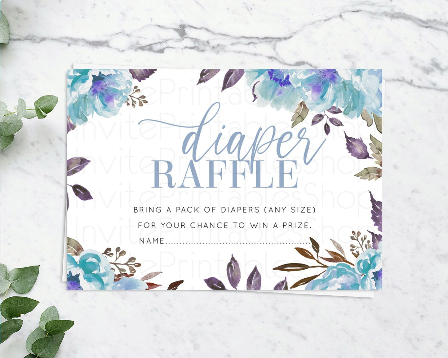 Secret Garden Diaper Raffle Card Boho Wildflower Diaper Raffle Insert Pastel Flower Garden Baby Shower Card Flower Raffle Game D10730