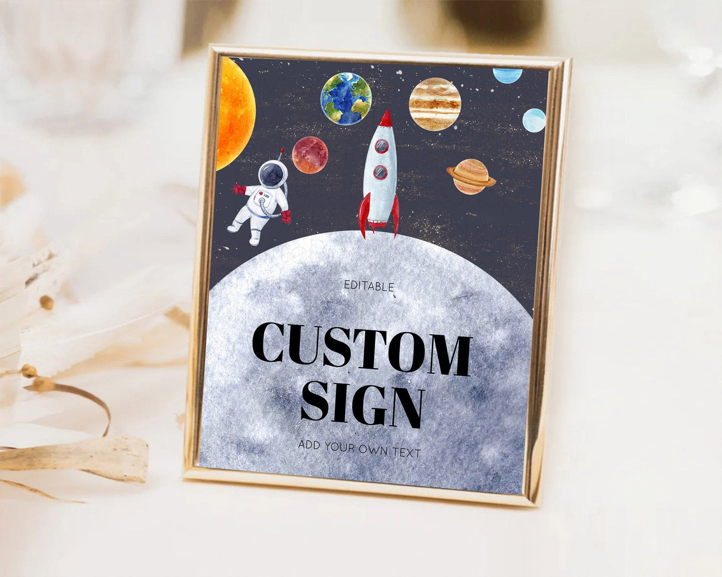 Space Table Sign Decor Galaxy Space Adventure Party First Trip Around the Sun Planets Solar System 1st Birthday Baptism Baby Shower  D10430