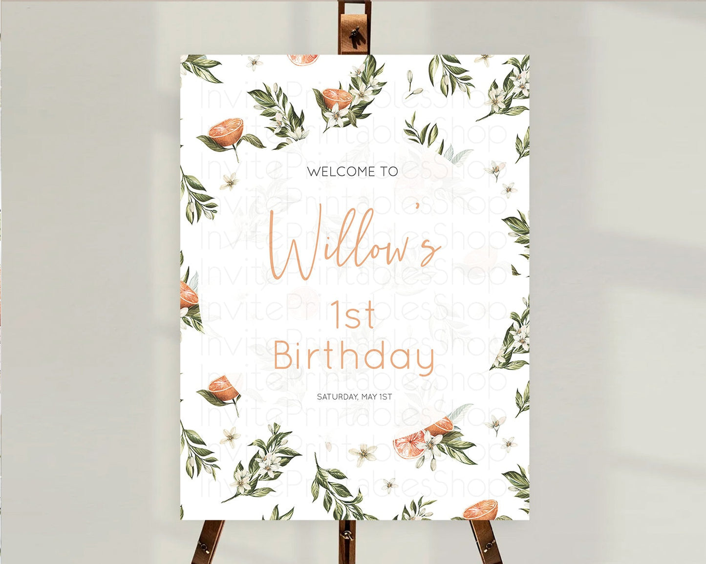 Citrus Welcome Sign Lemon Welcome Sign Orange Welcome Sign Citrus Welcome Poster Citrus Floral Décor First Birthday Welcome Sign D10545