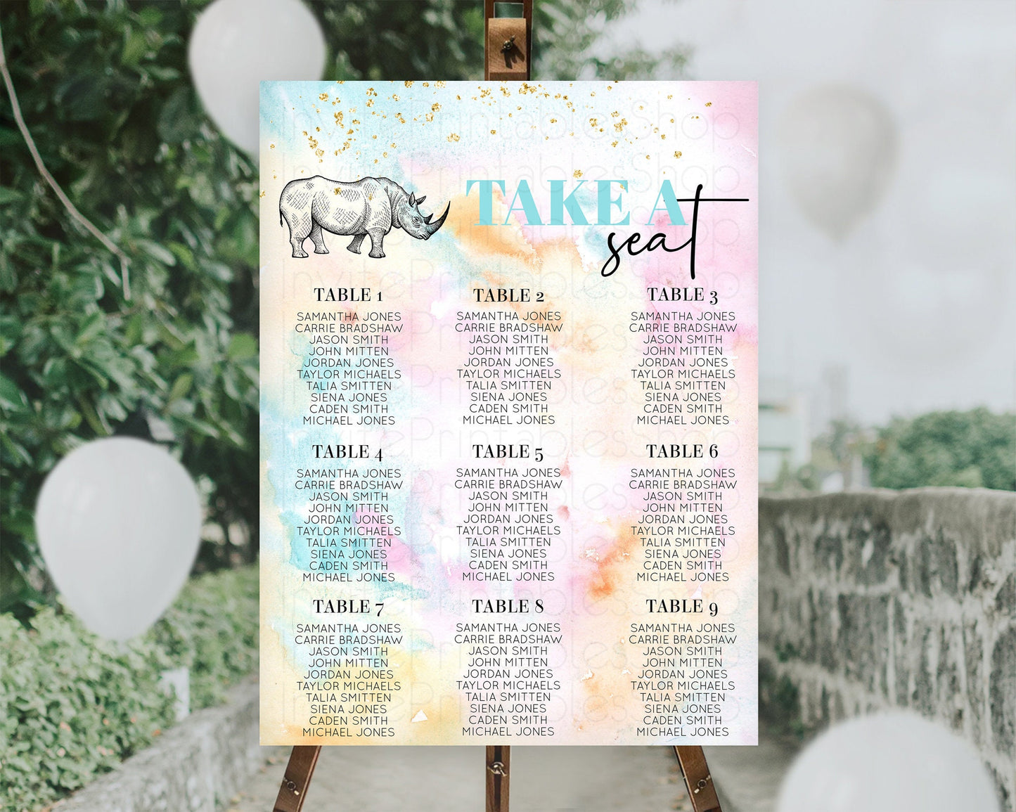 Editable Rhino Seating Chart Rhino Seating Sign Rhino Take A Seating Chart R