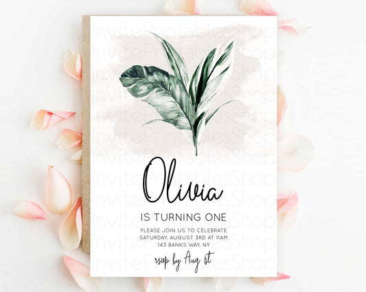 Tropical Invitation Tropical Birthday Invitation Tropical Floral Invitation Palm Leaf Fern Invite Frangipani White Orchid Invitation D11051