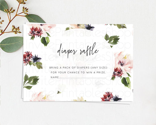 Editable Secret Garden Diaper Raffle Card Boho Wildflower Diaper Raffle Inse