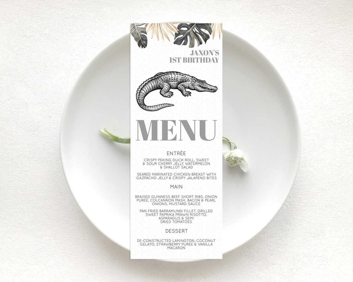 Crocodile Menu Alligator Menu Template Croc Gator Table Decor Croc Gator Dinner Dessert Menu Croc Gator Birthday Party Food Menu D10830