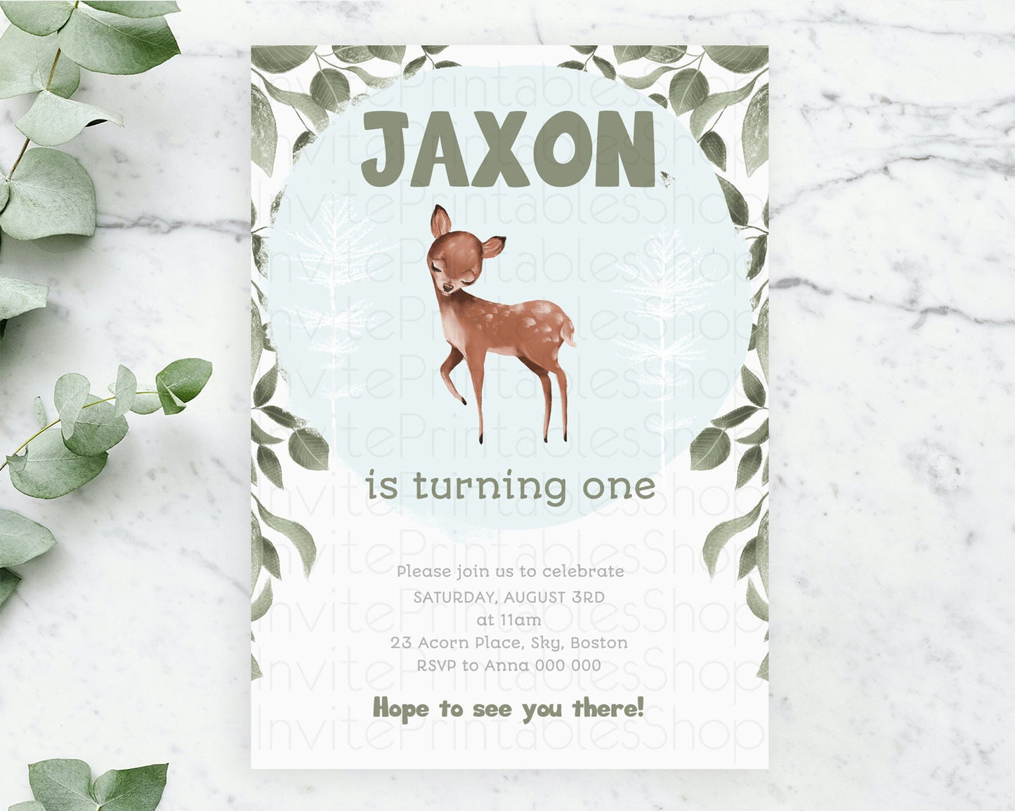 Fawn Birthday Invitation Deer Birthday Invitation Enchanted Forest Party Butterfly Pastel Flowers Whimsical 2nd 1st First Birthday D10718