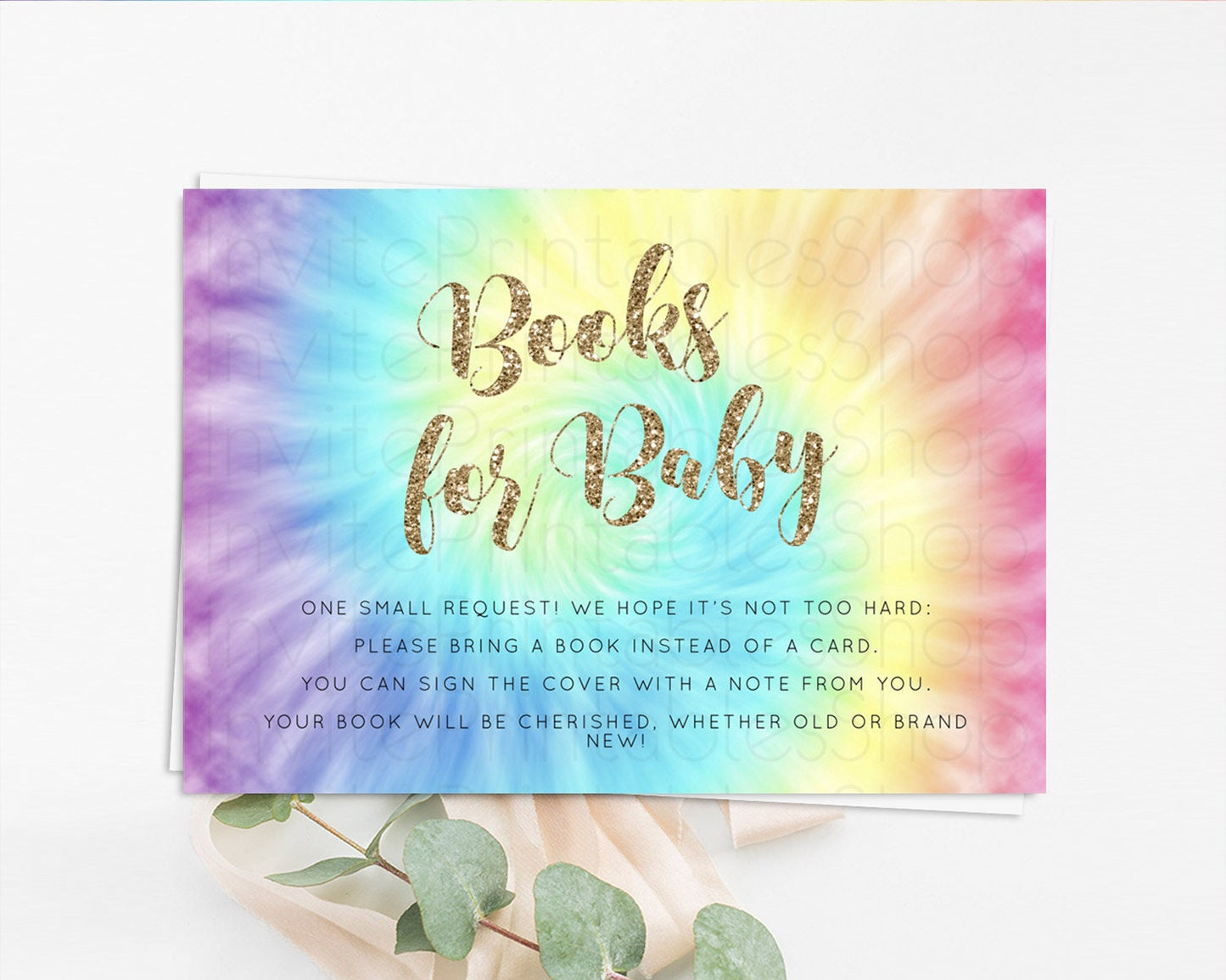 Tie Dye Books For Baby Card Rainbow Tie Dye Book Insert Pastel Rainbow Watercolor Book Card Tie Dye Colors Guests Book Poem Request D10580