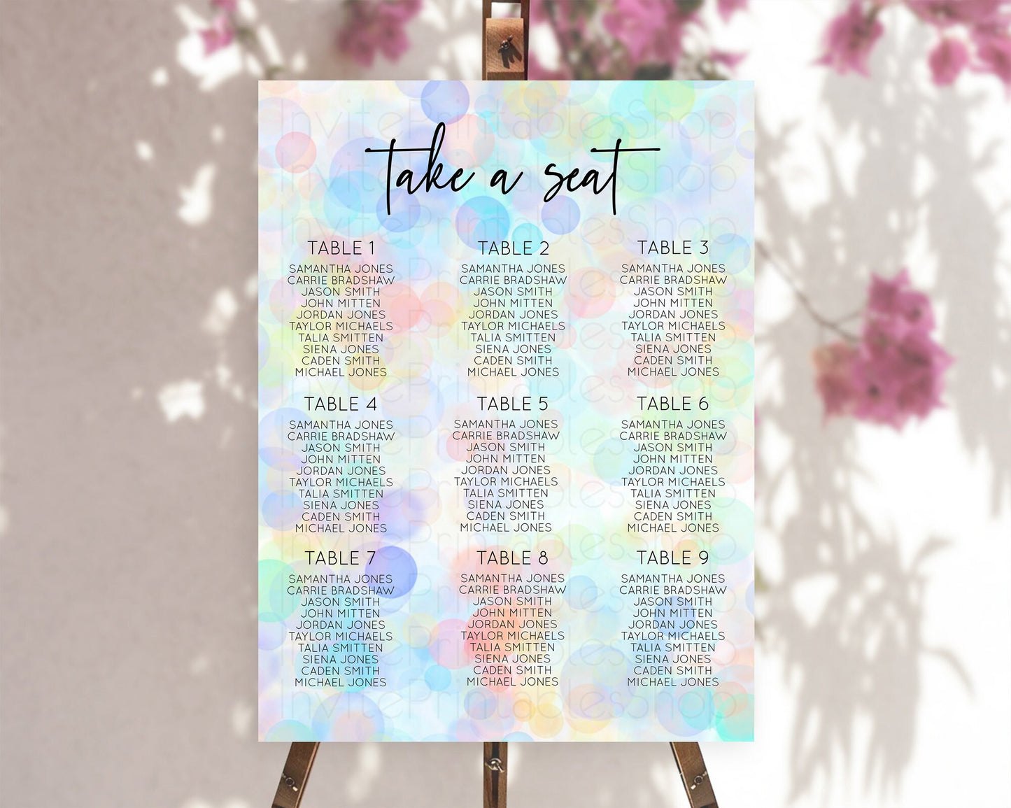 Bubbles Seating Chart Pastel Seating Chart Bath Bomb Party Pastel Bubbles Decor Watercolour Seating Board Confetti Seating Chart D10444