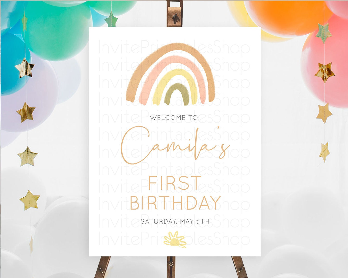 Pastel Rainbow Welcome Sign Boho Rainbow Welcome Board Rainbow Welcome Sign Pastel Welcome Decor Rainbow First Birthday Welcome Sign D10684