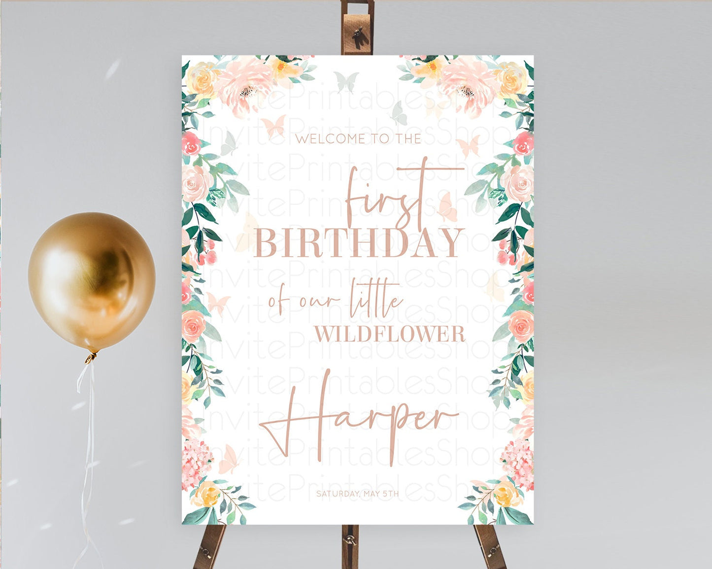 Secret Garden Welcome Sign Wildflower Welcome Board Pastel Flower Garden Welcome Poster Boho Wildflower First Birthday Welcome Sign D10706