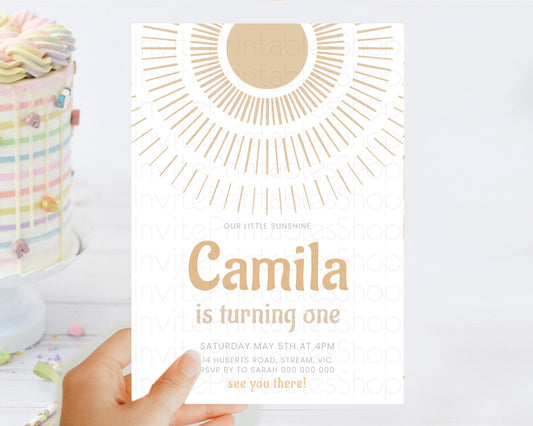 Editable Miss Sunshine Invitation Little Sunshine Birthday Invitation Sun In