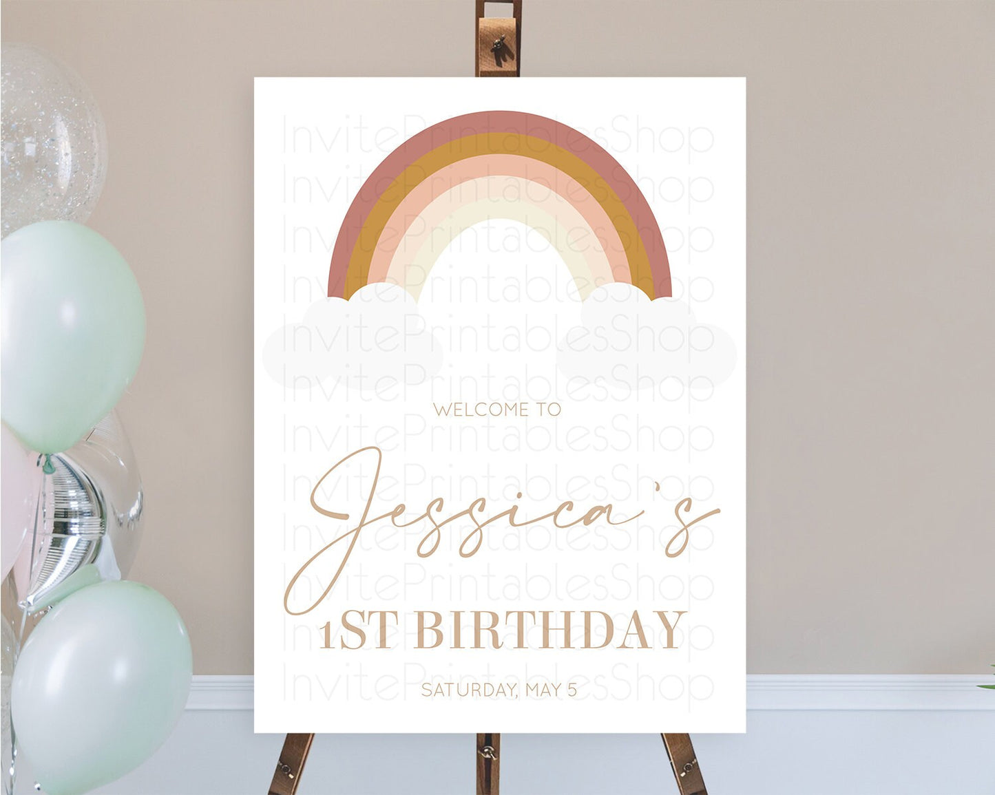 Editable Pastel Rainbow Welcome Sign Boho Rainbow Welcome Board Rainbow Welc