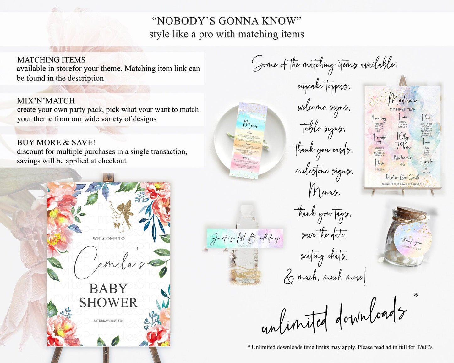 Fairy Baby Shower Welcome Sign Fairy Welcome Board Enchanted Garden Pastel Floral Butterfly Decor Secret Garden Fairy Welcome Sign D10752
