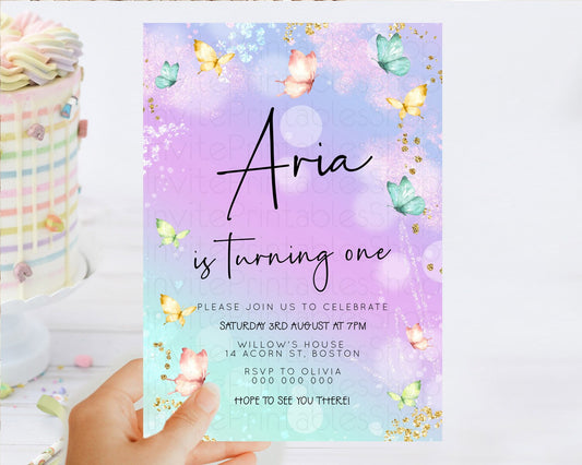 Editable Pastel Butterfly Birthday Invitation Butterfly Birthday Invitation